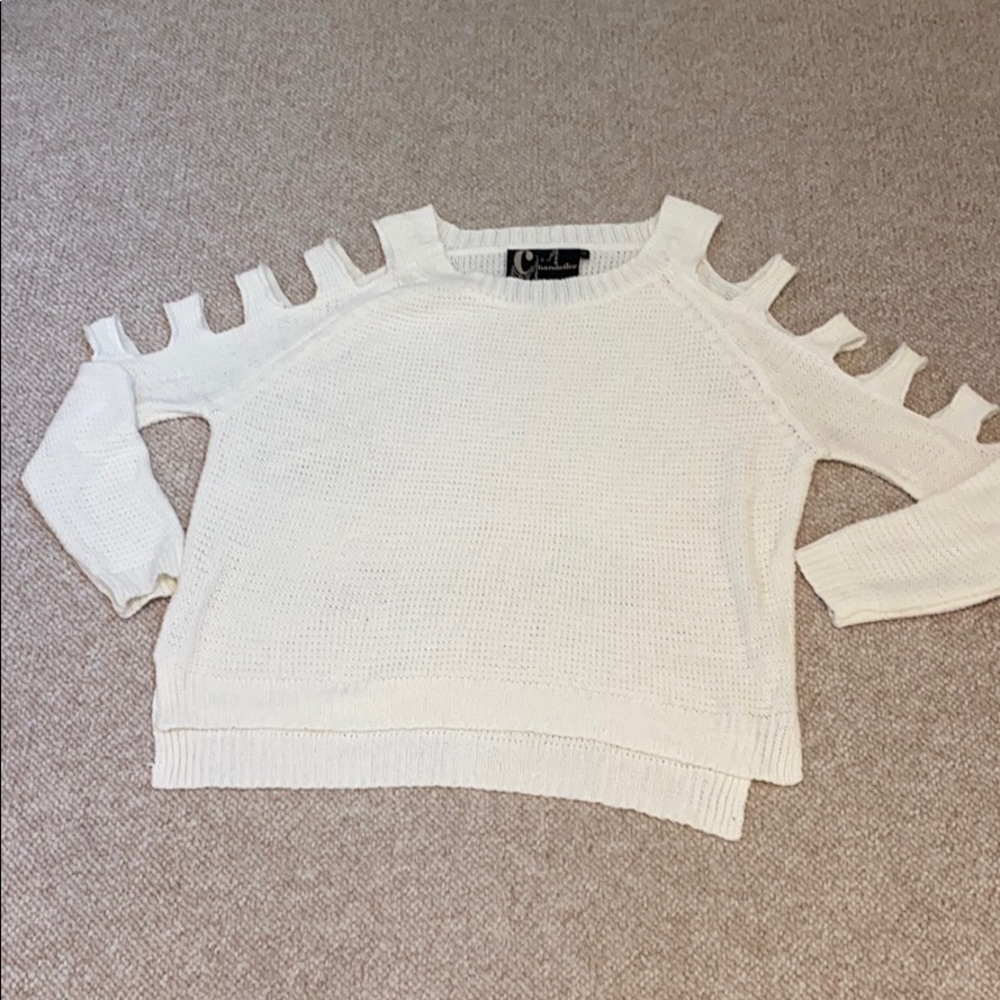 White sweater with fabulous stylish detail on arms